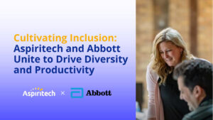 Cultivating Inclusion: Aspiritech and Abbott Unite to Drive Diversity and Productivity - Both company's logos and Kristine Sanchez speaks with an Aspiritech employee.