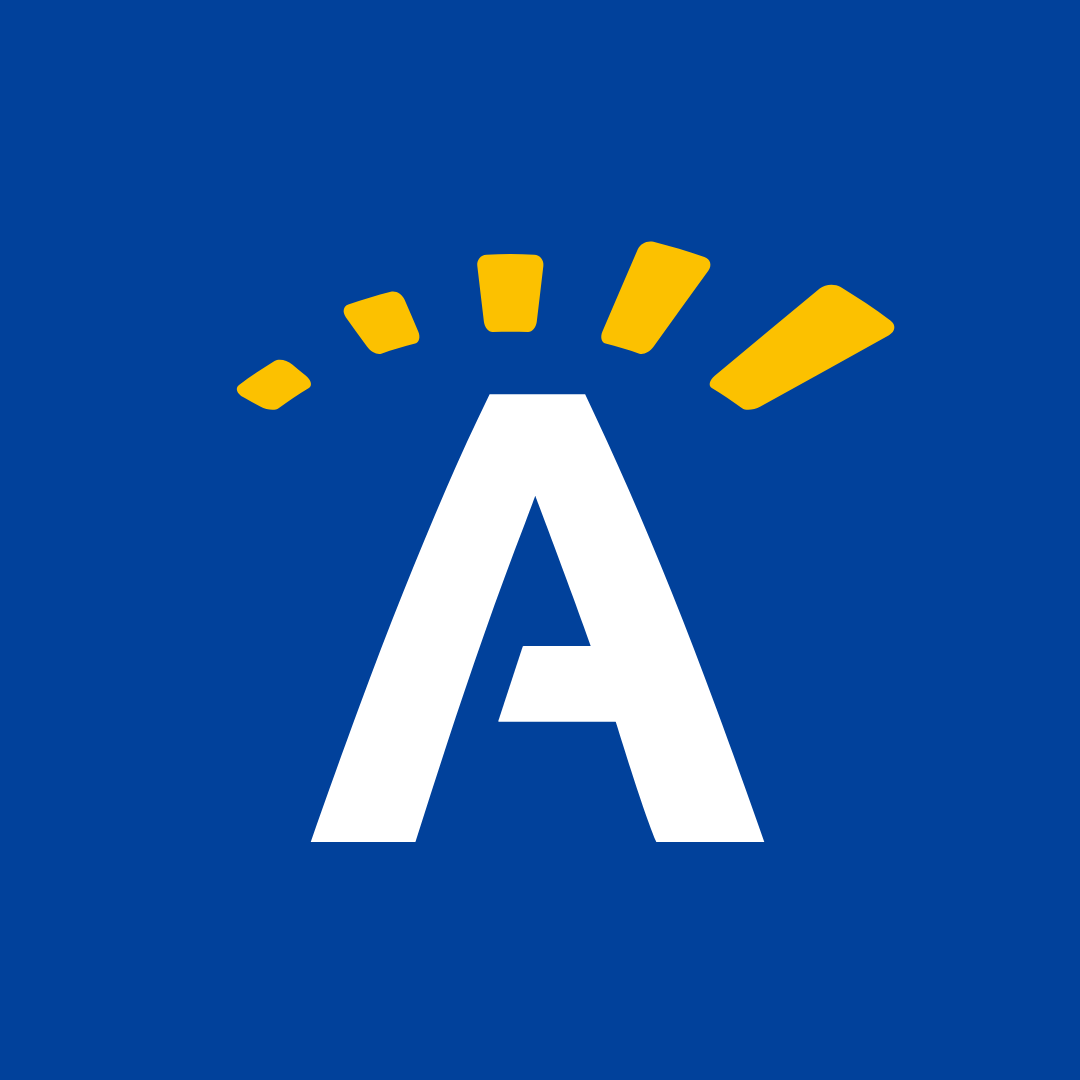The white A and golden yellow swoop of Aspiritech's logo on a royal blue background.